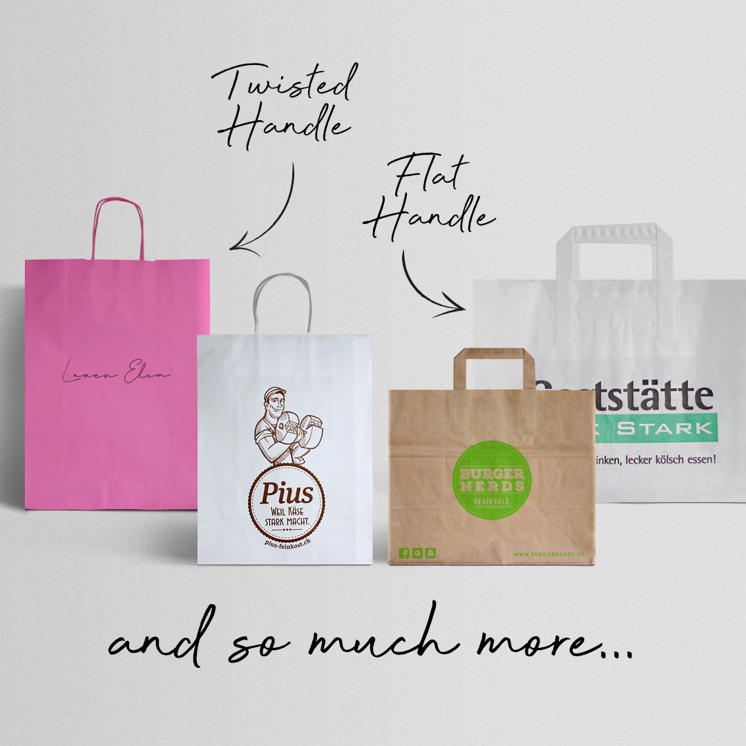 What is the difference between a twist-handle and a flat-handle paper bag? 